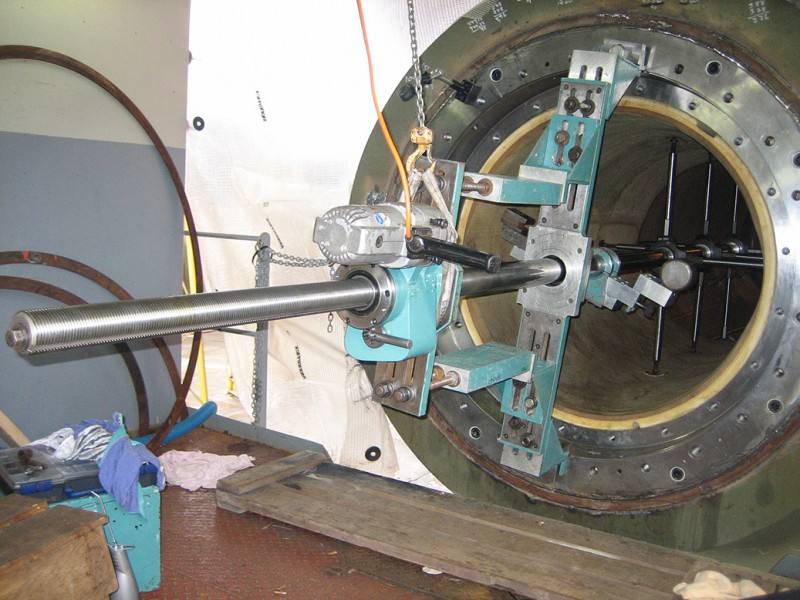 On-board ship line boring